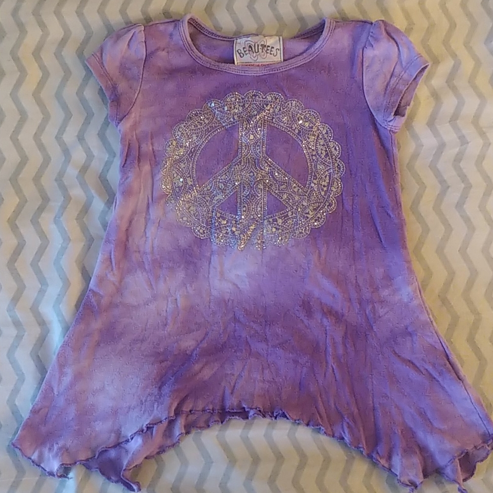 Beautees Tie Die Purple Peace s/s Top